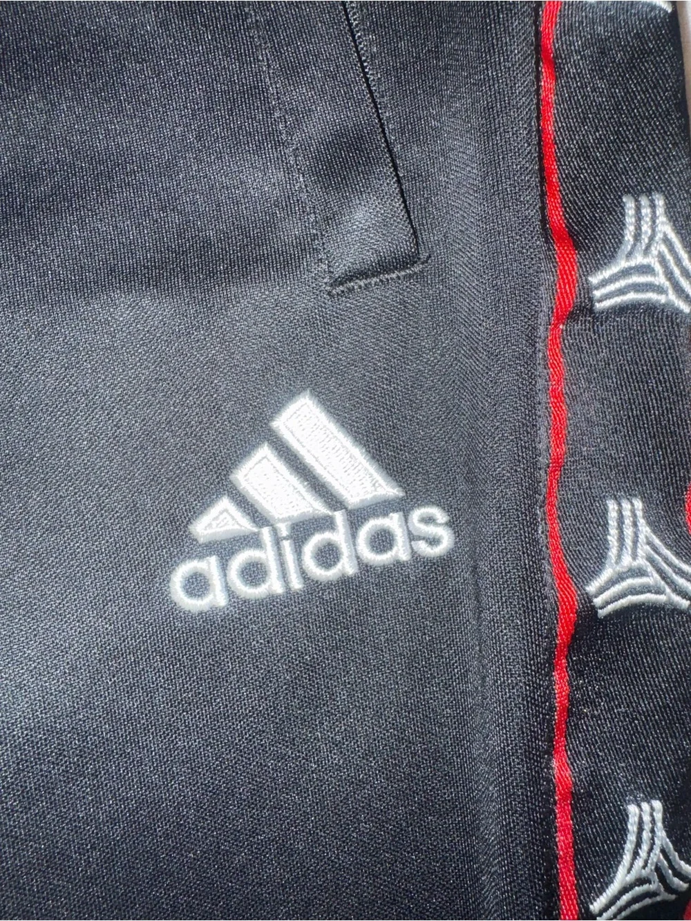 adidas Black Joggers with Red and White Logo Trim